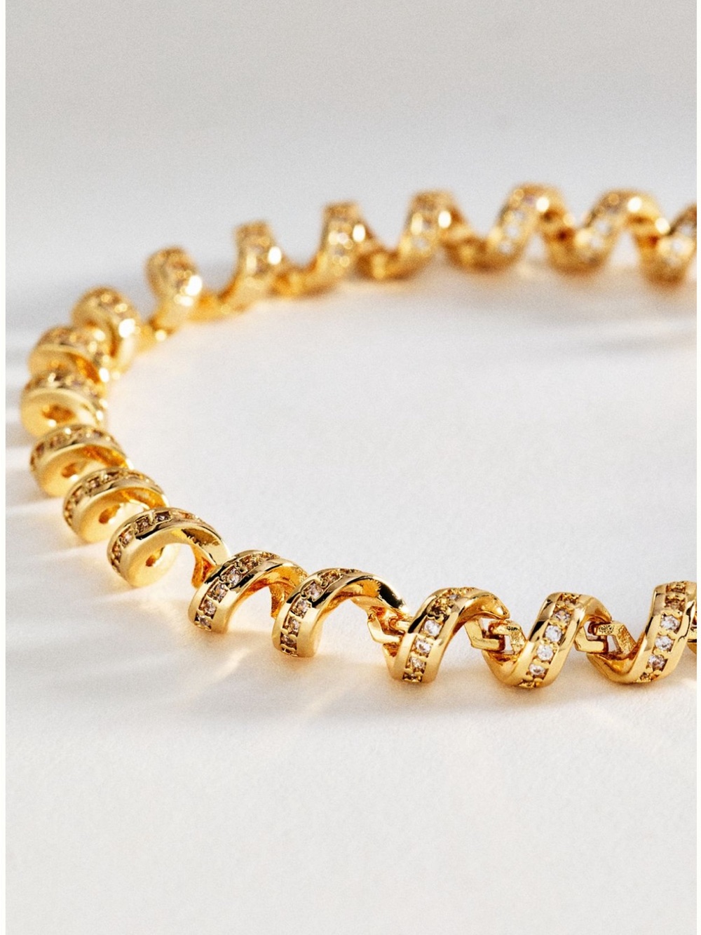 Anthropologie Spiral Crystal Bracelet in 14K Gold Plate. Brand new!